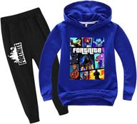 👕 youth fashion games pullover hoodie suit: 2 piece outfit set for boys & girls logo