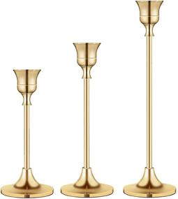 img 4 attached to 🕯️ Brass Gold Candlestick Holder Set - Elegant Taper Candle Holders for Wedding Party Dining - Decorative Candlestick Stand (1 Set)