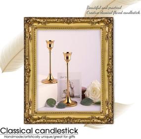 img 3 attached to 🕯️ Brass Gold Candlestick Holder Set - Elegant Taper Candle Holders for Wedding Party Dining - Decorative Candlestick Stand (1 Set)