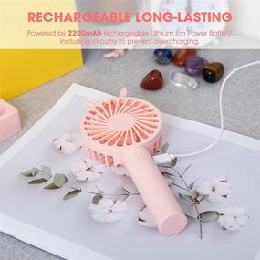 img 1 attached to MILPROX Mini Handheld Fan: 11h Use, 2200mAh 🌬️ Battery, USB Charge, Travel & Home Portable Fan (Pink)