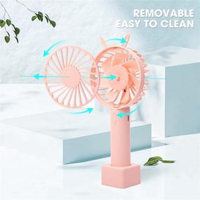 img 2 attached to MILPROX Mini Handheld Fan: 11h Use, 2200mAh 🌬️ Battery, USB Charge, Travel & Home Portable Fan (Pink)