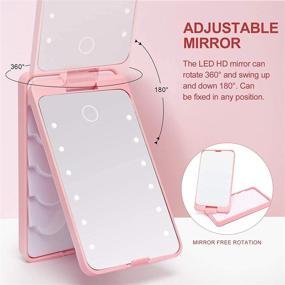 img 3 attached to 💕 Pink Eyelash Organizer Case - Buqikma Empty False Eyelash Holder with LED Light, Makeup Mirror, and Storage Compartment for False Eyelashes