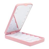 💕 pink eyelash organizer case - buqikma empty false eyelash holder with led light, makeup mirror, and storage compartment for false eyelashes logo