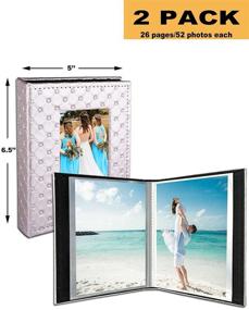 img 3 attached to 📸 Compact 4x6 Photo Album 2-Pack: Holds 52 Pictures, Clear Pockets, Elegant Leather Cover