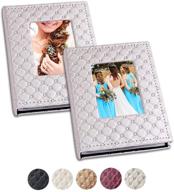 📸 compact 4x6 photo album 2-pack: holds 52 pictures, clear pockets, elegant leather cover logo