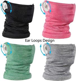 img 3 attached to 🧢 4-Piece UV Protection Neck Gaiters for Kids - Cool Summer Face Bandanas with Ear Loops, Ideal Scarf Headwear Balaclavas for Boys and Girls