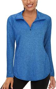 img 4 attached to 🏃 LURANEE Women's Long Sleeve Quarter Zip Pullover for Athletic Hiking, Running, and Workout Activities