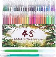 ✨ hujugako glitter gel pens fine tip pens with 150% more ink for coloring books, drawing, doodling, crafts, scrapbooks, bullet journaling - 48 color logo