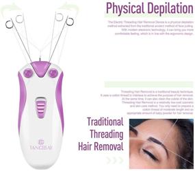 img 3 attached to 🌸 TANGIBAY Rose Purple Facial Threading Hair Removal and Cotton Thread Face Epilator for Women and Ladies - Electric Cordless & Rechargeable