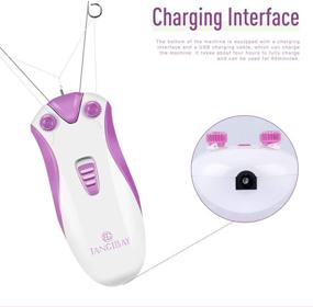 img 1 attached to 🌸 TANGIBAY Rose Purple Facial Threading Hair Removal and Cotton Thread Face Epilator for Women and Ladies - Electric Cordless & Rechargeable