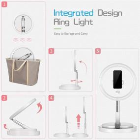 img 3 attached to 📸 Portable Selfie Ring Light with Foldable Stand & Phone Holder - 12” Size, 3 Light Modes, 10 Brightness Levels, Remote Control - Ideal for Live Streaming, Make-up, YouTube Videos - White