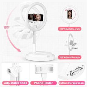 img 1 attached to 📸 Portable Selfie Ring Light with Foldable Stand & Phone Holder - 12” Size, 3 Light Modes, 10 Brightness Levels, Remote Control - Ideal for Live Streaming, Make-up, YouTube Videos - White