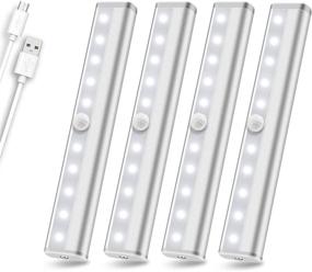 img 4 attached to 🌟 Long-stars Motion Sensor Closet Lights: Wireless, Rechargeable, Under Cabinet Lighting for Kitchen, Stairs, Hallway - 4 Pack White Night Light Solution