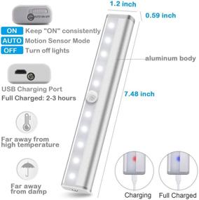 img 3 attached to 🌟 Long-stars Motion Sensor Closet Lights: Wireless, Rechargeable, Under Cabinet Lighting for Kitchen, Stairs, Hallway - 4 Pack White Night Light Solution