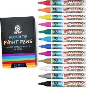 img 4 attached to 🎨 Enhance Your Artistic Projects with Beric's Premium 12 Pack Oil-Based Paint Pens - Vibrant, Water and Sun Resistant Colors, Fast Drying and Long Lasting, Writes on Any Surface!