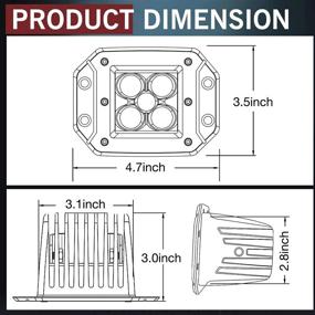 img 3 attached to 🚗 OFFROADTOWN Flush Mount LED Pods - Super Bright 5'' 100W Spot Beam Driving Lights for Truck SUV Boat 4x4 Grill Mount