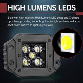 img 2 attached to 🚗 OFFROADTOWN Flush Mount LED Pods - Super Bright 5'' 100W Spot Beam Driving Lights for Truck SUV Boat 4x4 Grill Mount