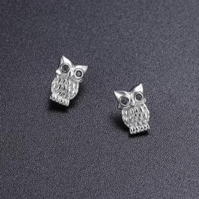 img 1 attached to 🦉 CZ Sterling Silver AoedeJ Cute Animal Stud Earrings: Bee, Owl, Butterfly – Hypoallergenic Earrings for Girls