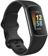 fitbit charge 5: advanced fitness tracker with built-in gps, stress management, sleep tracking, heart rate and more - black/graphite, one size (s & l bands included) логотип