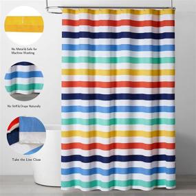img 3 attached to Colorful Rainbow Banded Stripe Bathroom Shower Curtain - Washable Bathtub Curtain for Kids, 72x72in | Style Quarters
