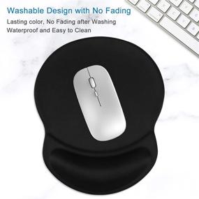 img 1 attached to 🖱️ ITNRSIIET Ergonomic Mouse Pad with Gel Wrist Rest Support, Gaming Mouse Pad with Lycra Cloth for Computer, Laptop, PC, Home, Office &amp; Travel - Non-Slip PU Base (Black)