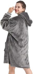 img 3 attached to SLEPZON Blanket Hoodie: The Ultimate Oversized Wearable Blanket with Deep Pockets, Comfy Sleeves & Front Zipper – Deluxe Grey Fleece Sweatshirt Blanket