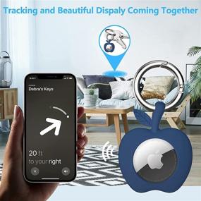 img 3 attached to 🔑 Чехол Albegla Silicone Airtag: Набор из 2 штук держатель-брелок для Apple AirTag с анти-потерянным кольцом - идеальный аксессуар Airtag для животных, ключей, рюкзаков - черный и синий