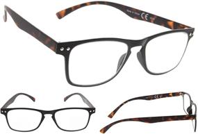 img 2 attached to 👓 Stylish & Convenient: 5-pack Striped Reading Glasses with Spring Hinge & Sunshine Readers