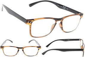 img 1 attached to 👓 Stylish & Convenient: 5-pack Striped Reading Glasses with Spring Hinge & Sunshine Readers