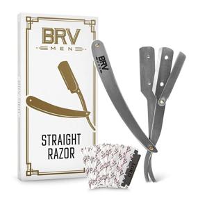 img 4 attached to 🪒 BRV MEN Straight Razor with 100 Lord Platinum Single Edge Razor Blades - Stainless Steel Shavette Barber Razor for Men's Shaving - Silver Straight Razor Kit