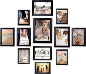 img 4 attached to Family Photo Frames Set for Wall Collage - 12-Pack Black Picture Frames Including 8x10, 5x7, 4x6, and 6x8 Inch Frames