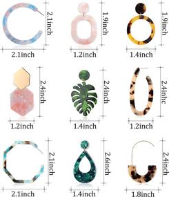 img 3 attached to 🍃 Bohemian Leaf Dangle Earrings Set: HANPABUM 9 Pairs Acrylic Statement Earrings for Women - Resin, Trendy Fashion Jewelry for Girls