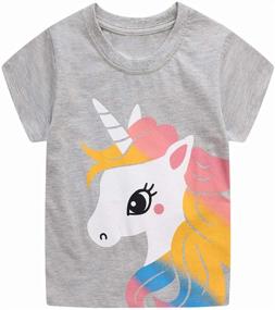 img 1 attached to 🦄 Unicorn Graphic Crewneck Sleeve T-Shirts for Girls' Tops, Tees & Blouses