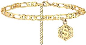 img 4 attached to 👣 HUASAI Initial Anklets for Women: Premium Cuban Alphabet Foot Jewelry for Girls