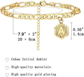 img 1 attached to 👣 HUASAI Initial Anklets for Women: Premium Cuban Alphabet Foot Jewelry for Girls