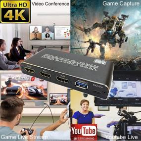 img 1 attached to 🎮 YOTOCAP 4K 60fps HDMI 2-в-1 выход на USB3.0 игровая видеокарта захвата с микрофонным входом, аудиовыходом, записью в формате до 1080р HD, прямой трансляцией и конвертером захвата