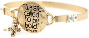 img 2 attached to 🔥 Wonderent 'We are Called to be Bold' Joshua 1:9 - Christian Bangle Bracelet with Wire Design, Cross Charm, and Pearl Bead