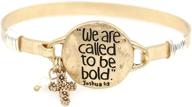 🔥 wonderent 'we are called to be bold' joshua 1:9 - christian bangle bracelet with wire design, cross charm, and pearl bead logo