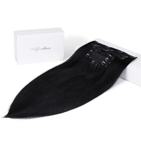 img 3 attached to 💇 Affordhair Черные насадки Remy Hair на клипсах: высококачественные насадки на волосы Remy, человеческий волос, полная голова, 7 штук, 110 г, 18 дюймов.