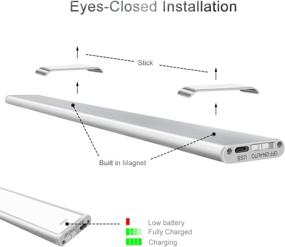 img 2 attached to 💡 Wireless LED Closet Light: Motion Sensor, Daylight White, Low Profile Under Cabinet Lighting for Kitchen, Hallway - 5V/1A, 300LM, CRI80 +