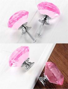 img 2 attached to 💎 Stunning Pink Crystal Glass Cabinet Knobs – 30mm Diamond Shape Drawer Pulls for Kitchen Cabinets, Dressers, and More | Pack of 10