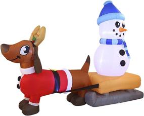 img 3 attached to 🐶 Joiedomi 8 Feet Puppy Long Inflatable with Built-in LEDs | Blow Up Xmas Party Decor for Indoor, Outdoor, Yard, Garden, Lawn in Winter Season