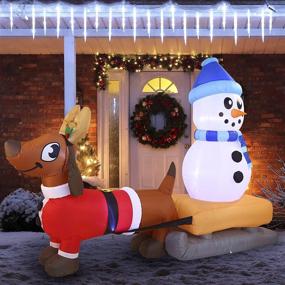 img 4 attached to 🐶 Joiedomi 8 Feet Puppy Long Inflatable with Built-in LEDs | Blow Up Xmas Party Decor for Indoor, Outdoor, Yard, Garden, Lawn in Winter Season
