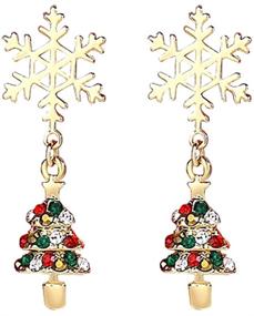 img 1 attached to 🎄 Women's Christmas Earrings: Snowflake, Xmas Tree, Deer, Star, Pearl Clip-On, Cubic Zirconia Stud Earrings for Teen Girls - Dangle Cute Holiday Jewelry