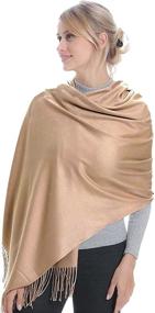 img 4 attached to 🧣 Women's Soft Cashmere Wool Blend Scarf Wrap - Pashmina Acrylic Shawl