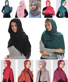 img 2 attached to 🧣 Women's Soft Cashmere Wool Blend Scarf Wrap - Pashmina Acrylic Shawl