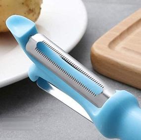 img 3 attached to 🔪 Upgraded Ultra Sharp Julienne Peeler with Enhanced Ergonomic Grip, Razor-Sharp Serrated Blade, Premium Stainless Steel Blades to Prevent Rusting, Y-Peeler Style Peelers in Vibrant Double Blade-Blue Color – Exceptional Quality Material