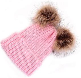 img 1 attached to 🧶 Cozy and Warm Chunky Knit Double Pom Pom Beanie Hats for Women in Winter - Slouchy and Trendy Hat