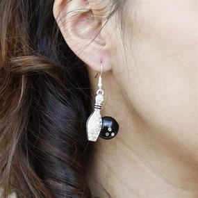 img 2 attached to 🎳 Bowling Ball and Pin Clear Crystal Hook Wire Earrings: A Perfect Game Gift For Every Bowling Lover