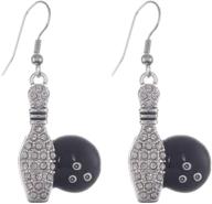 🎳 bowling ball and pin clear crystal hook wire earrings: a perfect game gift for every bowling lover logo